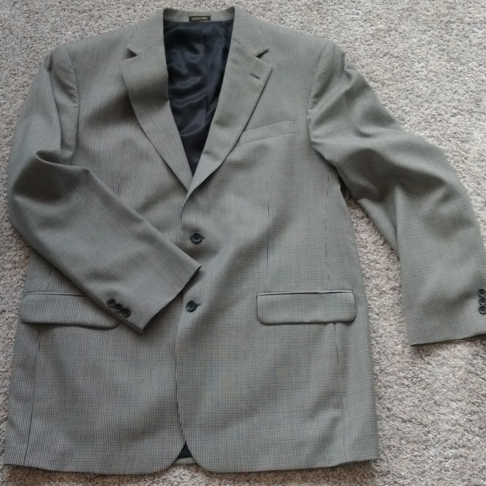 Men's black & gray 42in long suit coat by Stafford 90's style jacket